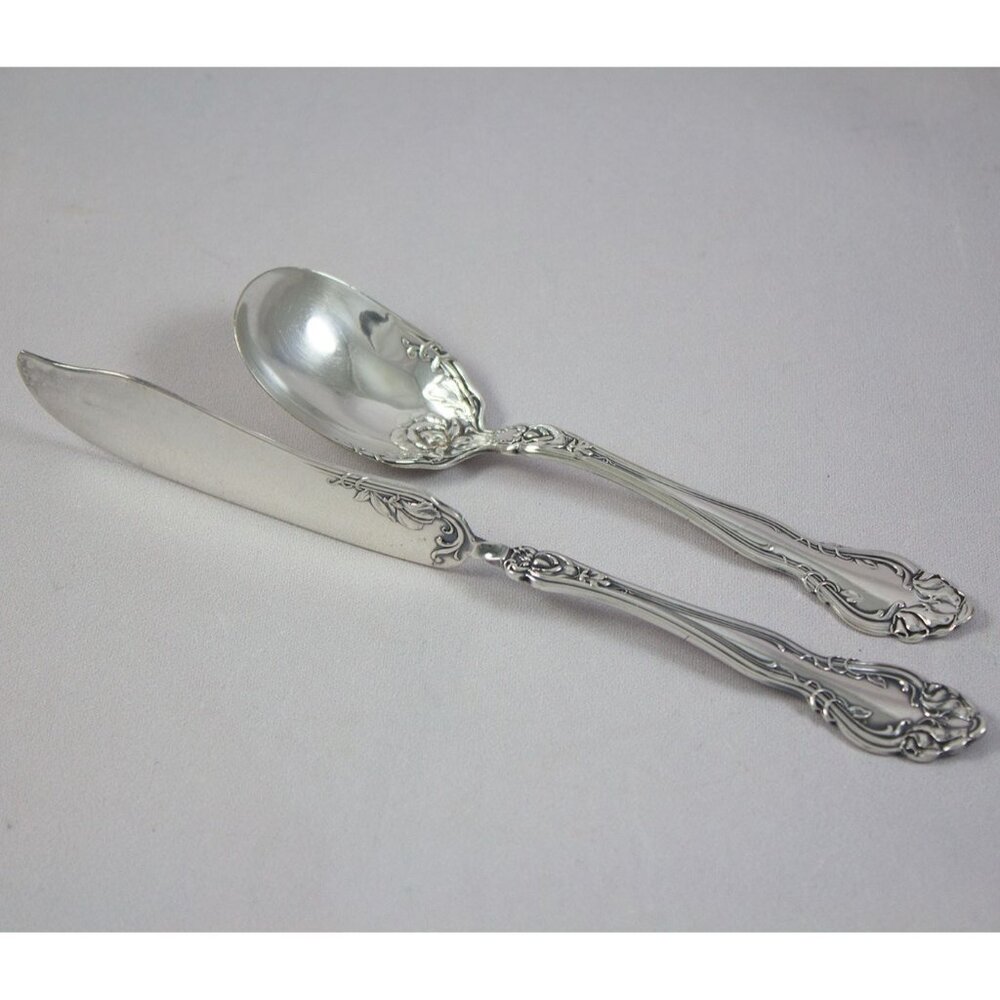 Simeon L & George H Rogers Silverplate Sugar Spoon and Twisted Butter Spreader